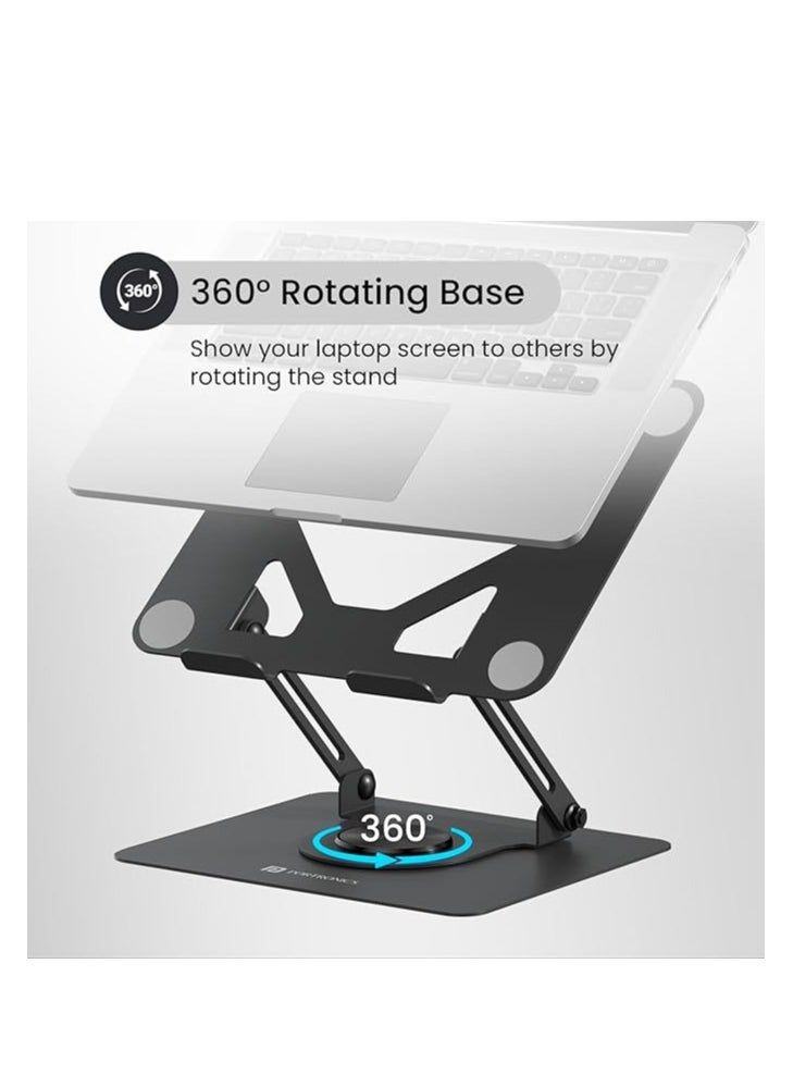 Portronics Portronics My Buddy K11 Metal Laptop Stand with 360° Rotation, Height & Angle Adjustable, Foldable Design, Improves Air Flow, Carbon Steel Body, 10 kg Max Weight for Laptops & MacBook (Black)  - Image 5