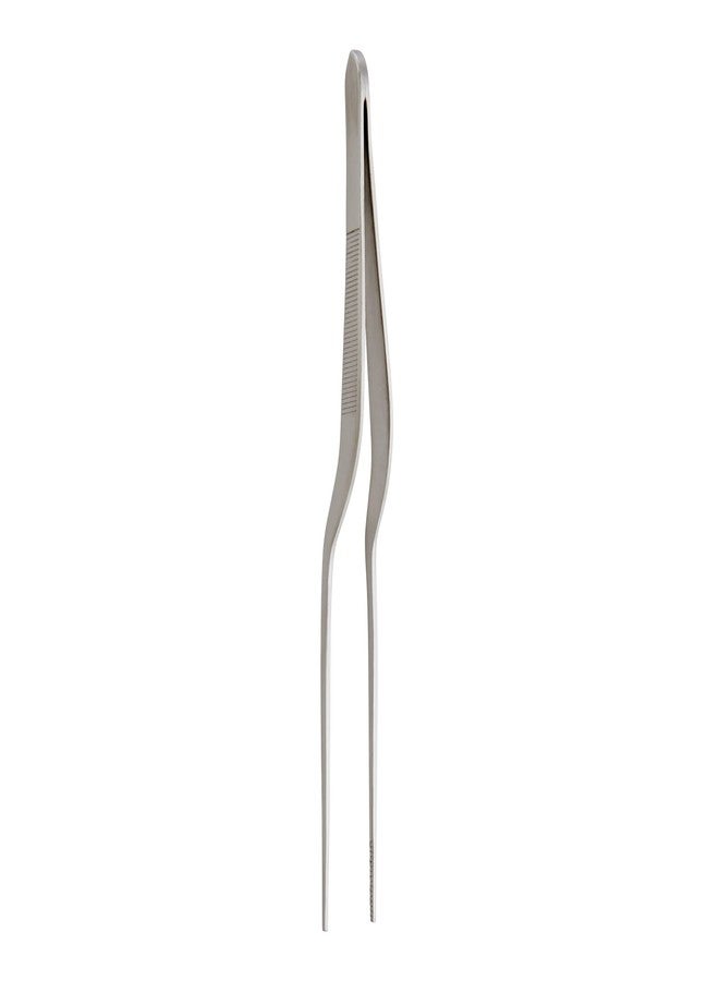 Cat Cora Offset Plating Tongs, Stainless Steel, Grooved Tips, Spring Action, Fine Garnishing and Decorating Control - Image 1