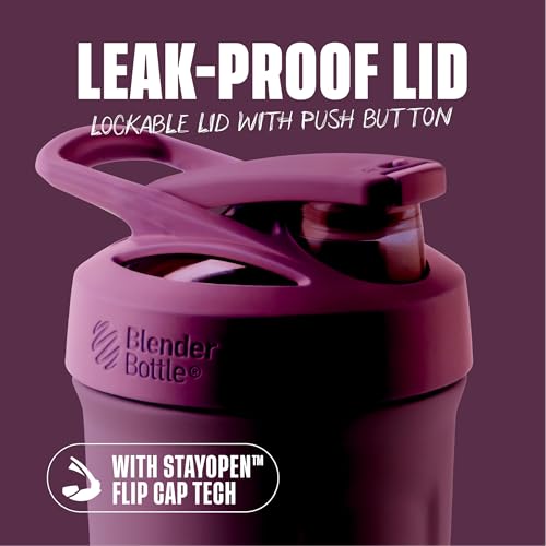 BlenderBottle Strada Shaker Cup Insulated Stainless Steel Water Bottle with Wire Whisk, 24-Ounce, Plum - Image 2