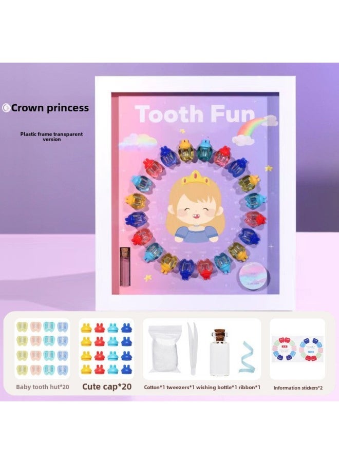 Baby Teeth Storage Box Children's Baby Teeth Commemorative Box Boys And Girls Teeth Hair Hair Baby Baby Teeth Collection Box-Color:Crown Princess Photo Frame-transparent Tooth Box-plastic Frame T9  - Image 1