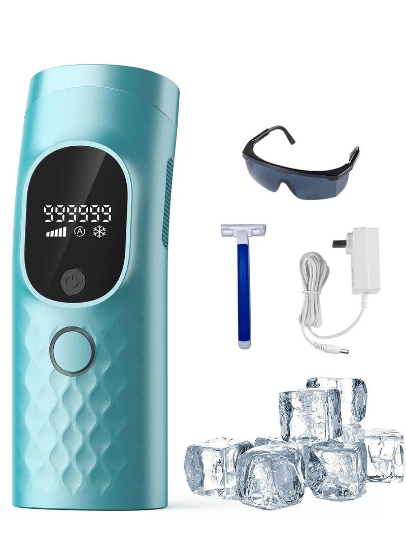 Laser Hair Removal for Women and Men - Permanent Painless Ice Cooling IPL Device Remover Machine with Shaver, Goggles, 999,999 Flashes for Body and Face, Corded - Image 1