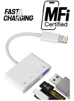 "Lightning to USB SD Card Reader - OTG Adapter with Micro TF and Charging Port for iPhone and iPad (12, 11, XS)"