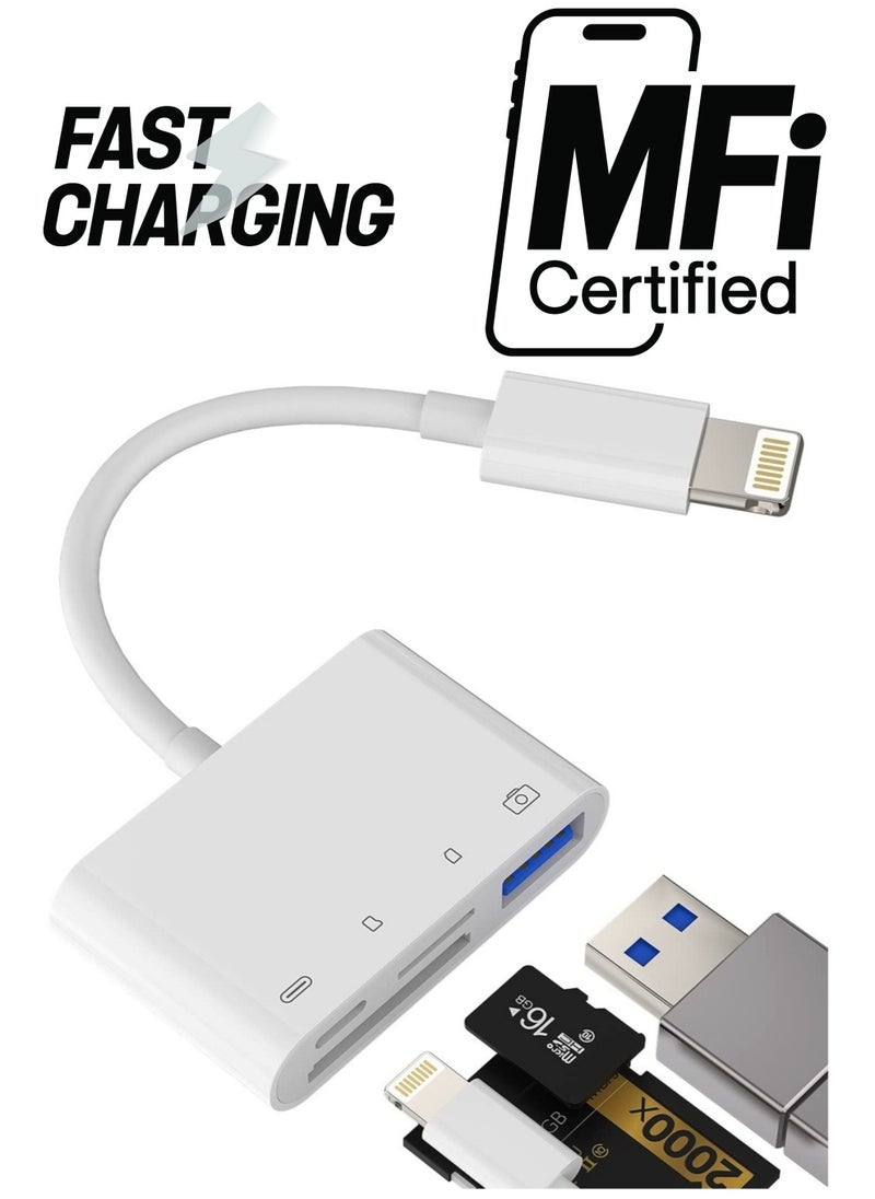 Generic - "Lightning to USB SD Card Reader - OTG Adapter with Micro TF and Charging Port for iPhone and iPad (12, 11, XS)" - Image 1