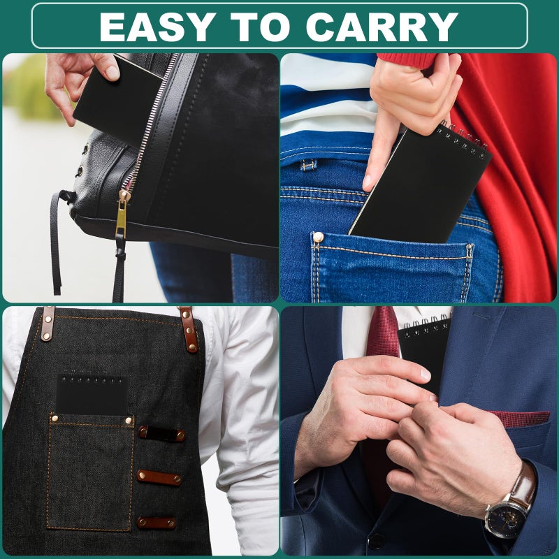 Geyoga 12 Pack Waterproof Small Notebooks 3" x 5" Top Spiral Notepads 100 Pages Mini Journals Pocket Notebooks Hardcover Memo Pads for Outdoor Work School (Black) - Image 5