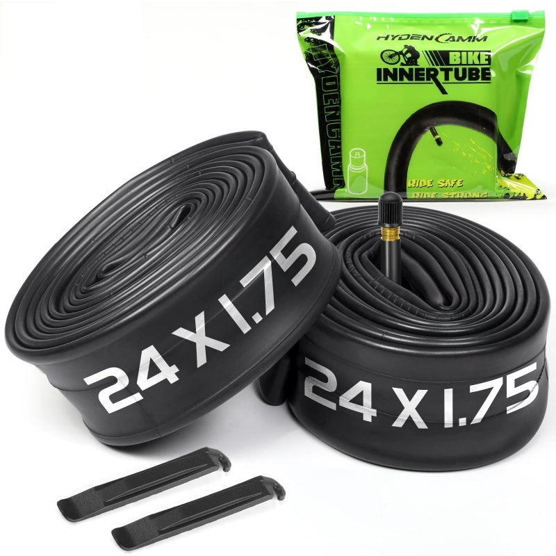 Hydencamm 2-Pack Bike Inner Tube for 24 X 1.75/1.95/2.10/2.125", Premium 24x1.95 Bicycle Tube with 32 mm Schrader Valve 2PCS Levers, 24x2.125 Tube Compatible with Road/MTB/Kids Bike by Hydencamm (2 of One Size) - Image 1