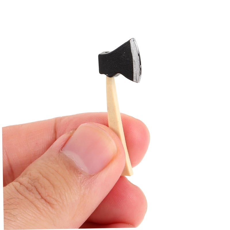 6Pcs Miniature Dollhouse Hatchet Set Wooden Handle Metal Blade Gardening Tools - Image 4