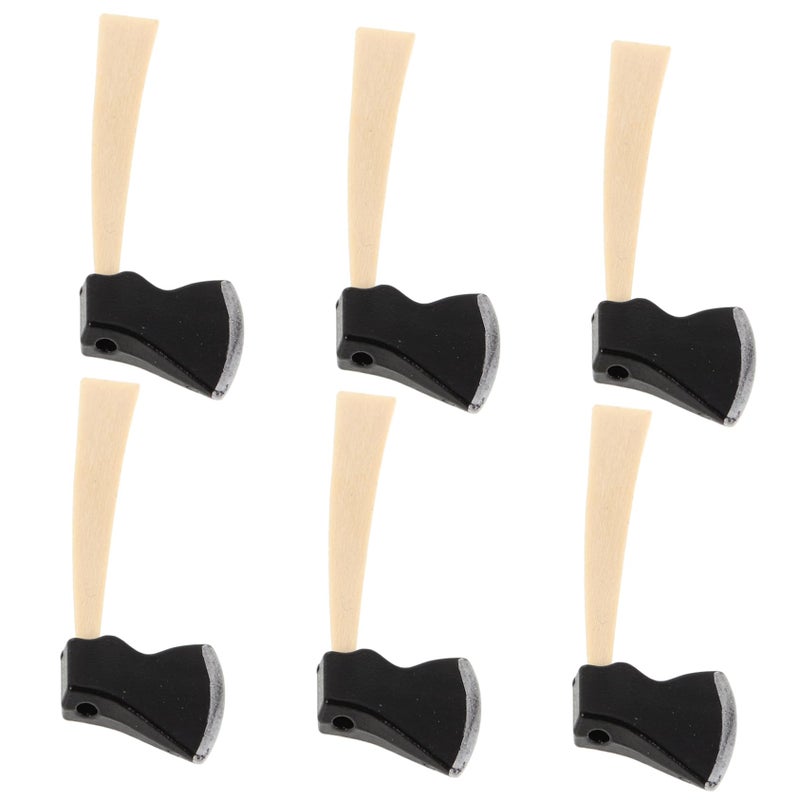 6Pcs Miniature Dollhouse Hatchet Set Wooden Handle Metal Blade Gardening Tools - Image 2
