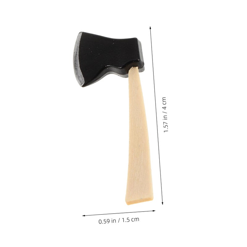 6Pcs Miniature Dollhouse Hatchet Set Wooden Handle Metal Blade Gardening Tools - Image 3