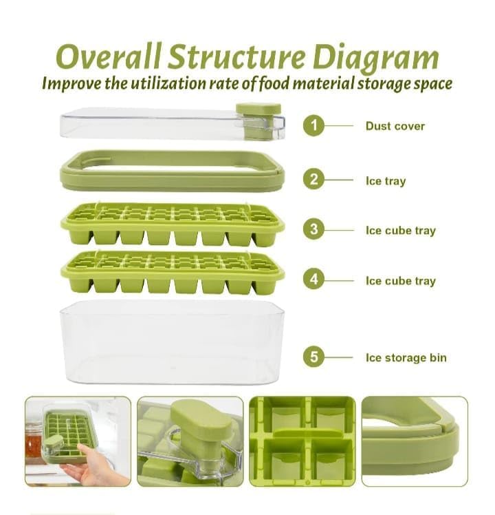 BLIXAR Ice Cube Tray with Lid and Bin64 Pcs Square Ice Cubes Molds with Ice ScoopEasy Release Save SpaceBPA Free Ice Cube Storage Container Set for WhiskeyCocktail and SmoothieMulticolor - Image 3