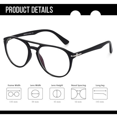 Dervin Zero Power Computer Bluelight Blocking Glasses For Men and Women | Blue Cut Computer Glasses | Full Rim Pilot Shape Glasses | Anti Glare, Lightweight & Blocks Harmful Rays - Image 5