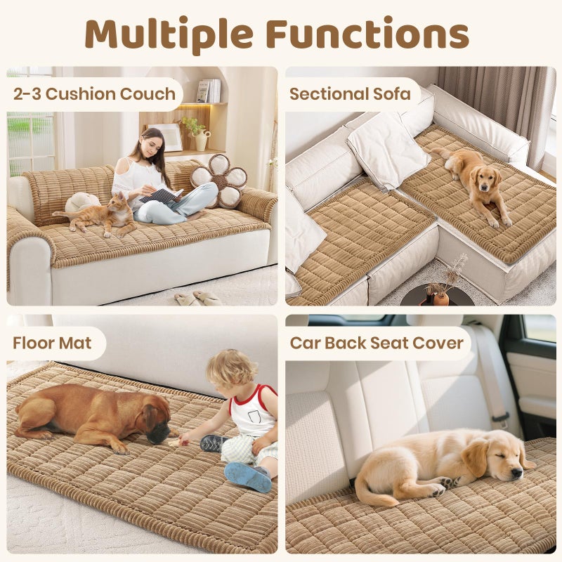 Royhom Couch Arm Covers, Fuzzy Arm Rest Covers for Sofa, Thick Chair Covers Armchair, Recliner Armrest Protectors for Pets, Dog Mat for Sofa Washable (Khaki, 20 x 24 Inch, 2 Pieces) - Image 3