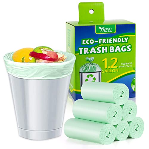 YHEEL 1.2 Gallon Small Trash bags: Small Trash bags Mini Bathroom Garbage Bags Fit 4.5 Liter Trash-Can-Liners for Bathroom Kitchen Office (150 Counts, Green) - Image 1