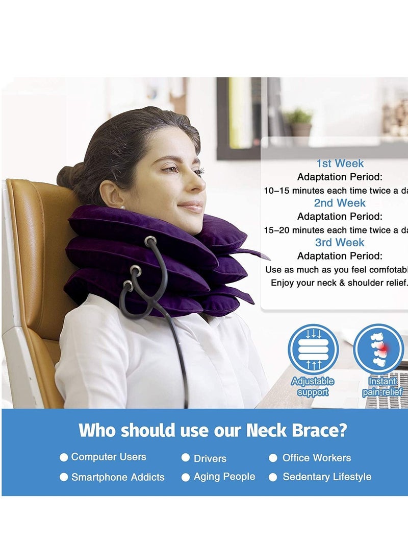 MIXDE Cervical Neck Traction Device Inflatable Neck Support, Adjustable Neck Brace is Good for Spine Alignment and Chronic Neck Pain Relief, Traction Collar is Easy to Use at Home or Office  - Image 3