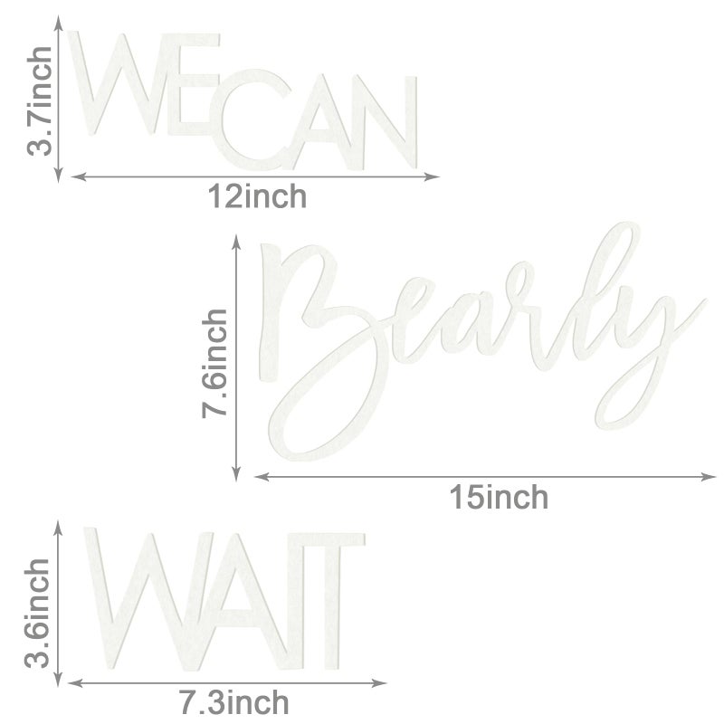 MASTRON We Can Bearly Wait Sign for Backdrop - Teddy Bear Themed Baby Party Banner Boy Girl Baby Shower Gender Reveal 1st Birthday Felt Letter Wall Decor Photography Background - White - Image 2