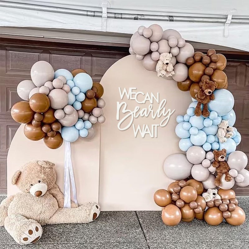 MASTRON We Can Bearly Wait Sign for Backdrop - Teddy Bear Themed Baby Party Banner Boy Girl Baby Shower Gender Reveal 1st Birthday Felt Letter Wall Decor Photography Background - White - Image 5