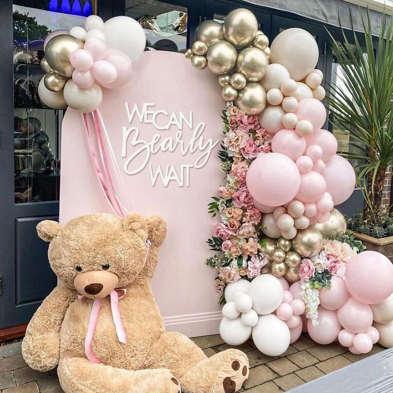 MASTRON We Can Bearly Wait Sign for Backdrop - Teddy Bear Themed Baby Party Banner Boy Girl Baby Shower Gender Reveal 1st Birthday Felt Letter Wall Decor Photography Background - White - Image 3