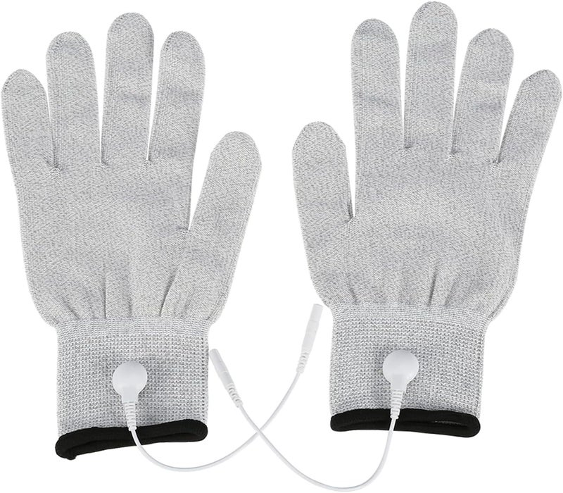 klarako Electrode Massage Gloves, 1 Pair Fiber Electrode Gloves with Conductive Wires for Beauty Machine (L) - Image 1