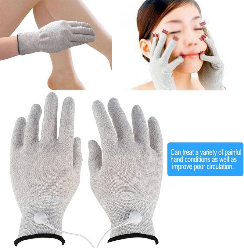 klarako Electrode Massage Gloves, 1 Pair Fiber Electrode Gloves with Conductive Wires for Beauty Machine (L) - Image 3