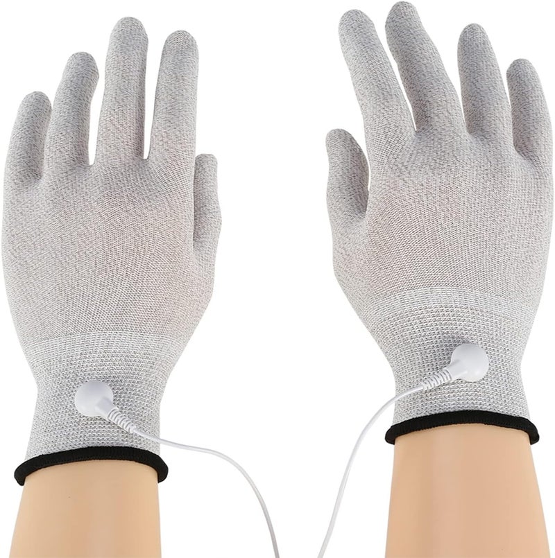 klarako Electrode Massage Gloves, 1 Pair Fiber Electrode Gloves with Conductive Wires for Beauty Machine (L) - Image 5