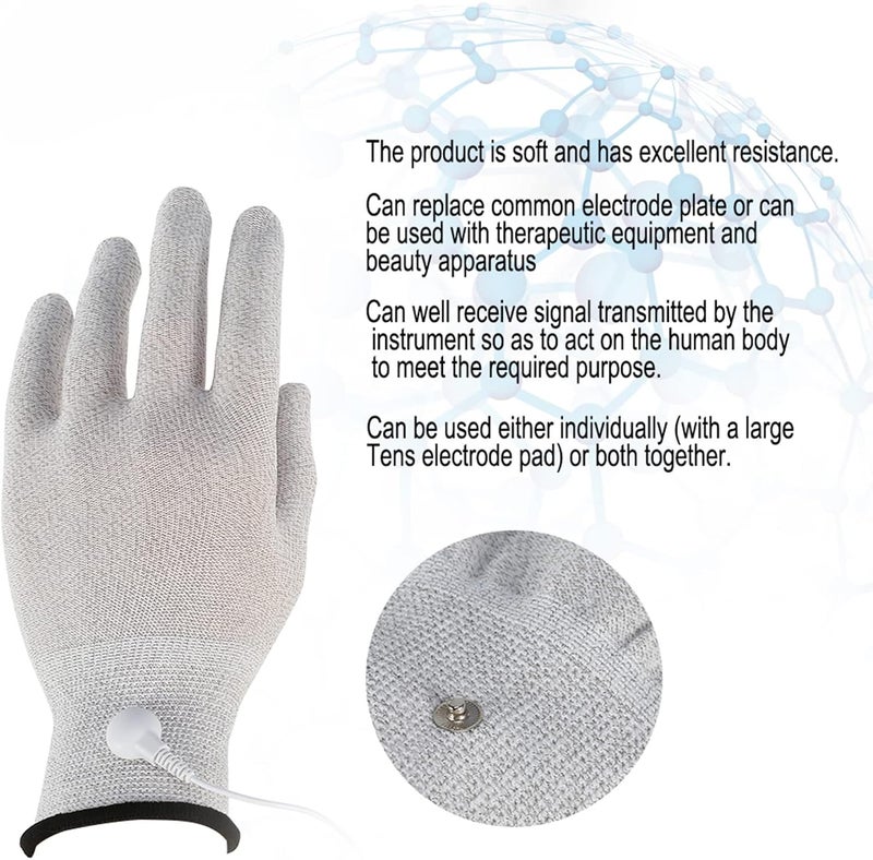 klarako Electrode Massage Gloves, 1 Pair Fiber Electrode Gloves with Conductive Wires for Beauty Machine (L) - Image 2