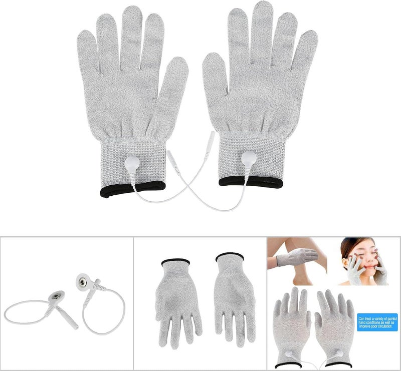 klarako Electrode Massage Gloves, 1 Pair Fiber Electrode Gloves with Conductive Wires for Beauty Machine (L) - Image 4
