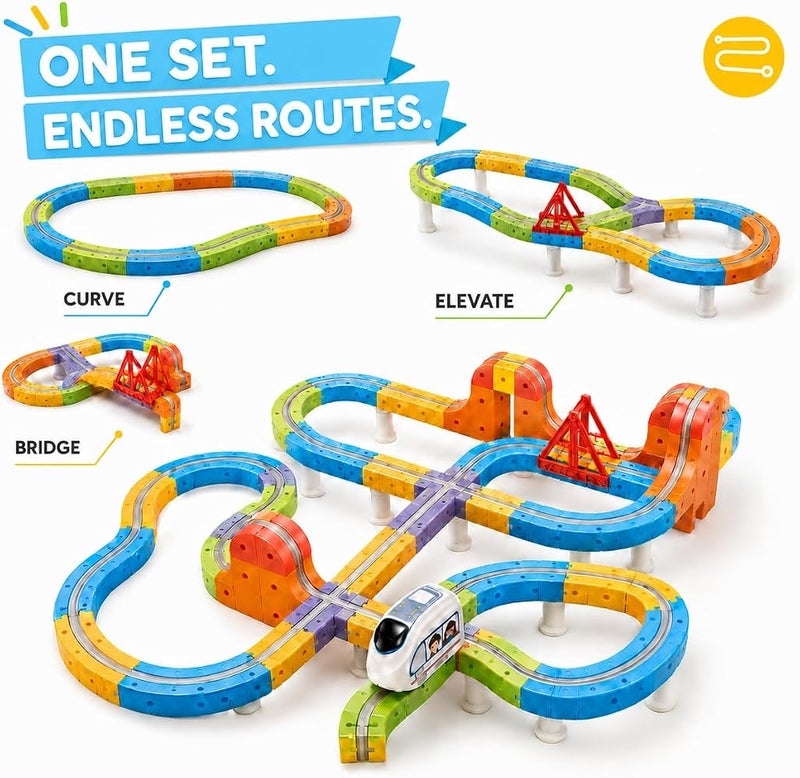 GRAFLO 178PCS Magnetic Train Building Blocks Set – STEM Educational Magnetic Tiles for Kids, Construction Stacking Toy with Train Cars, Tracks & Figures, Creative Gift for Boys & Girls Ages 3-8 - Image 4