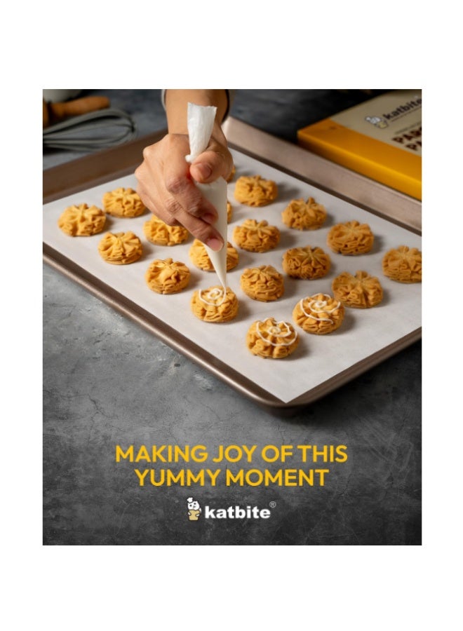 katbite 75 قطعة من ورق الزبدة الأبيض مقاس 12 × 16 بوصة، ورق زبدة متين ومقطع مسبقًا، ورق زبدة أبيض غير لاصق نصف ورقة للقلي الهوائي، وصواني خبز البسكويت، والفرن - Image 2