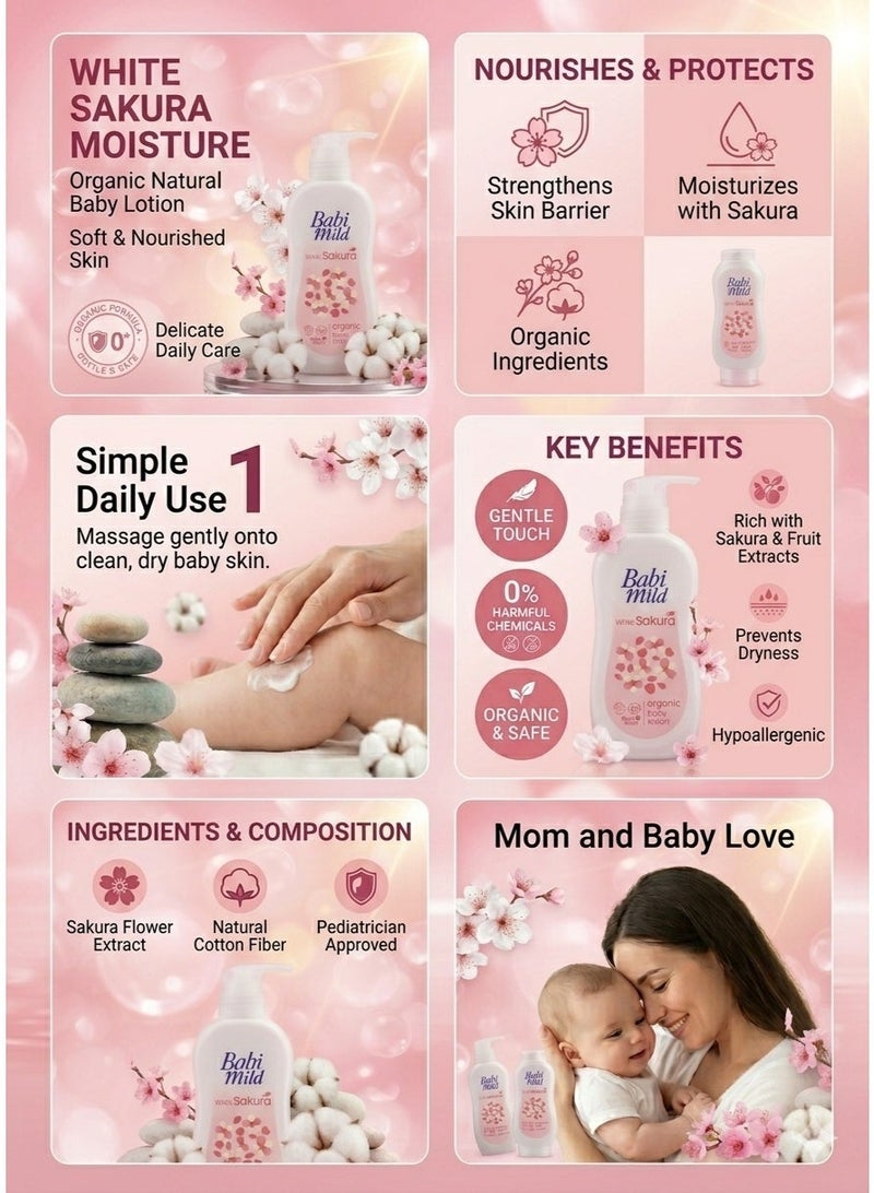 BABIMILD Babi Mild White Sakura Organic Baby Lotion – Gentle Touch Moisturizing Care for Soft & Smooth Baby Skin (0+ Months)180ml - Image 3