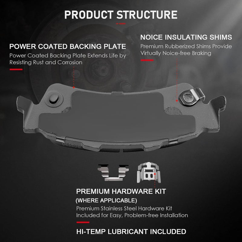 cciyu Ceramic Front and Rear Brake Pad Set for Chevy and GMC Vehicles - Image 3