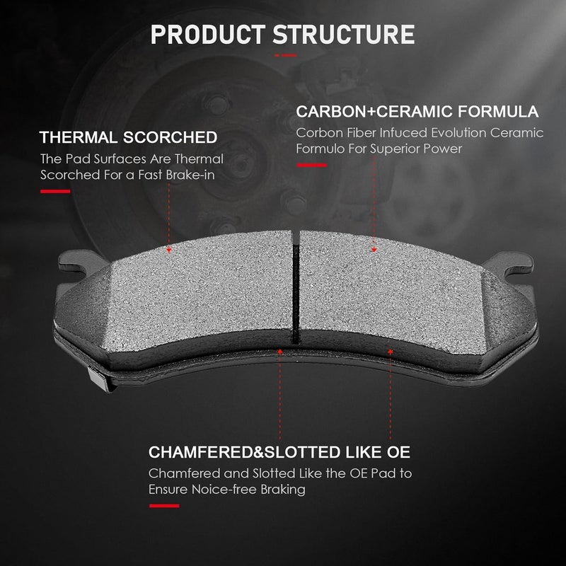 cciyu Ceramic Front and Rear Brake Pad Set for Chevy and GMC Vehicles - Image 2