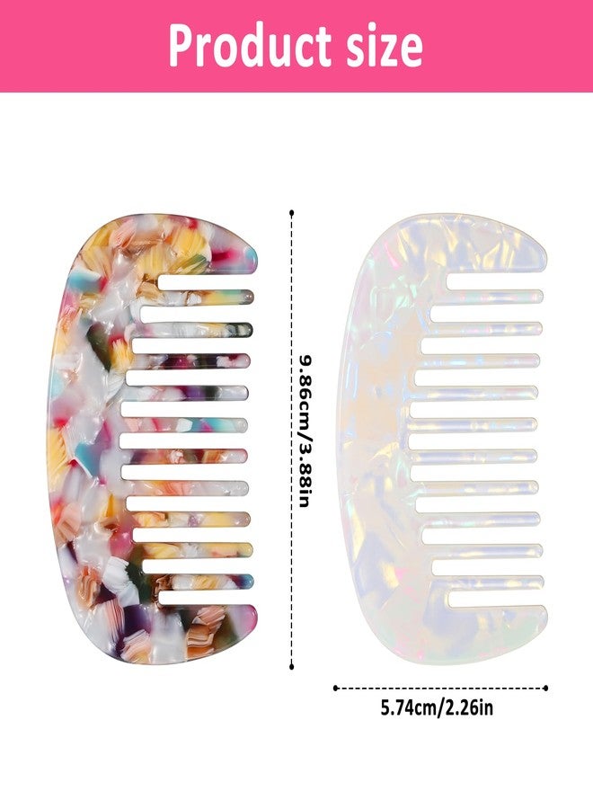 Exclaith 2 Pack Mini Comb, Mini Wide Tooth Hair Detangling Comb Anti-Static Pocket Combs Cellulose Acetate Round Tooth Combs for Bangs Curly Wavy Long Hairs Daily Care Wet Dry - Image 2
