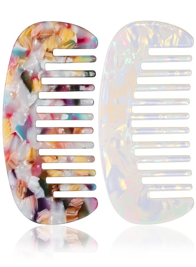 Exclaith 2 Pack Mini Comb, Mini Wide Tooth Hair Detangling Comb Anti-Static Pocket Combs Cellulose Acetate Round Tooth Combs for Bangs Curly Wavy Long Hairs Daily Care Wet Dry - Image 1