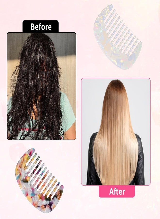 Exclaith 2 Pack Mini Comb, Mini Wide Tooth Hair Detangling Comb Anti-Static Pocket Combs Cellulose Acetate Round Tooth Combs for Bangs Curly Wavy Long Hairs Daily Care Wet Dry - Image 5