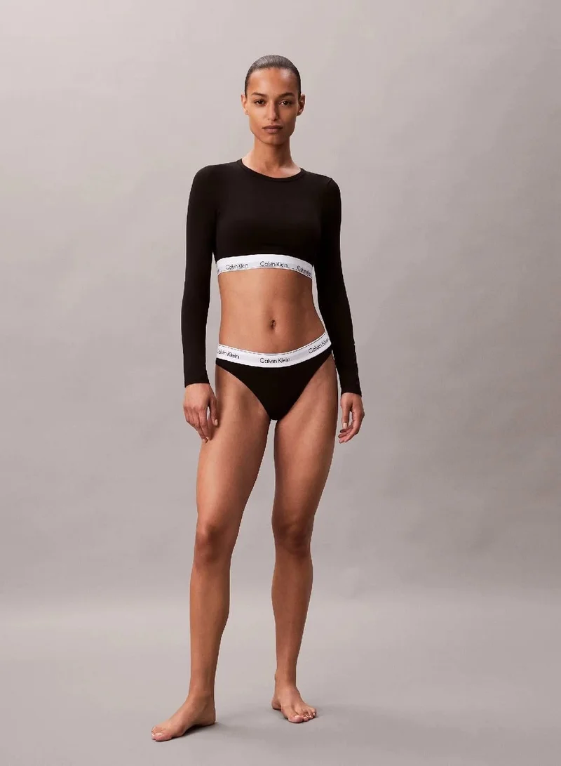 Calvin Klein Black Long Sleeve T-Shirt Bralette - Icon Cotton Modal for Women | Best Price UAE