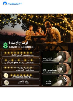 ACECOAT Camping String Lights, 4 In 1 Outdoor Camping Lantern With 5 Lighting Modes, Quick 30s Recovery, Waterproof, , Quick Storagetype-C Fast Charging, Portable Camping Lights For Camping/Yard/Hiking  - Image 3