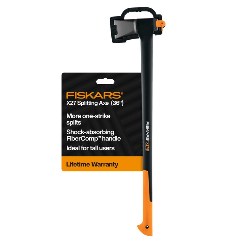 Fiskars X27 Super Splitting Axe, 36" Wood Splitting Axe for Medium to Large Size Logs with Shock-Absorbing Handle, Split Firewood, Forged Steel Blade, Bushcraft Gear and Camping Hatchet - Image 1
