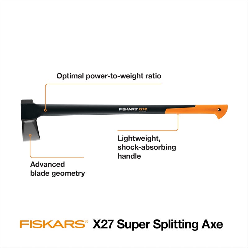 Fiskars X27 Super Splitting Axe, 36" Wood Splitting Axe for Medium to Large Size Logs with Shock-Absorbing Handle, Split Firewood, Forged Steel Blade, Bushcraft Gear and Camping Hatchet - Image 5