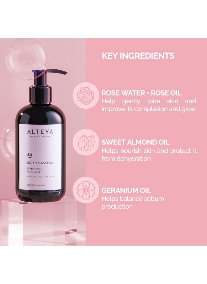 ألتيا أورجانيكس غسول الوجه Alteya Organics للعناية بالبشرة العضوية المعتمدة من وزارة الزراعة الأمريكية 8.5 أونصة سائلة/250 مل منظف الوجه Bio Damascena الحائز على جائزة مع زيت الورد البلغاري العضوي المنقي والمهدئ والمُجمّل  - Image 3
