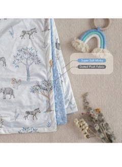 Bebiland Kids Baby Blanket Newborn Gifts, Soft Plush Blankets with Dotted Backing, Fleece Fabric Essentials for Unisex, Toddlers, Boys Girls 75x100cm (Giraffe, Elephant, Zebra)  - Image 3