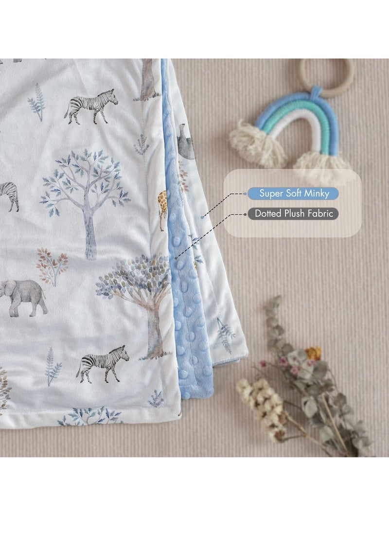 Bebiland Kids Baby Blanket Newborn Gifts, Soft Plush Blankets with Dotted Backing, Fleece Fabric Essentials for Unisex, Toddlers, Boys Girls 75x100cm (Giraffe, Elephant, Zebra)  - Image 3