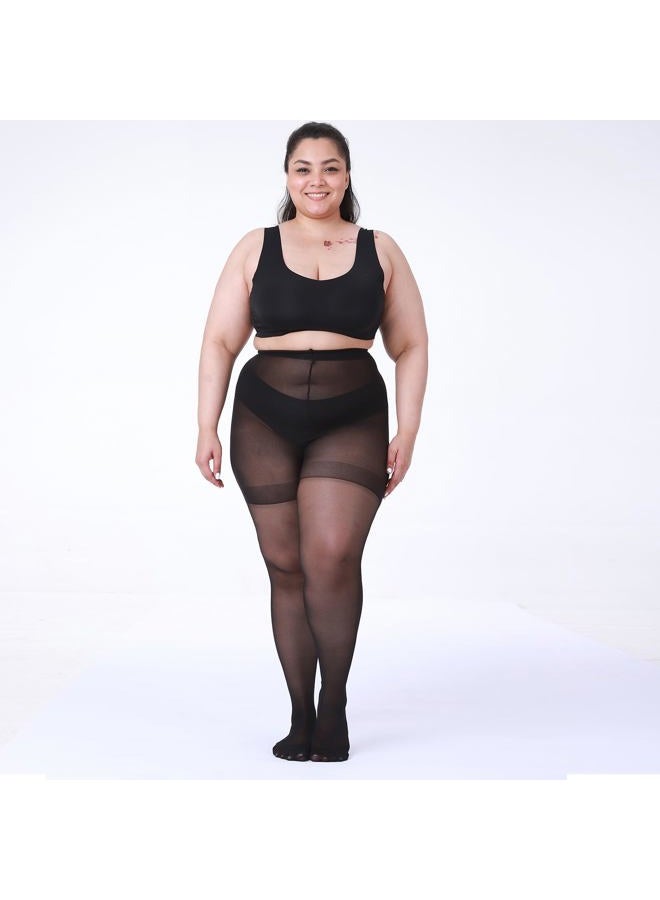 LADYFAN 2 Pack Plus Size Pantyhose for Women – 30D Ultra-Sheer Control Top Tights Reinforced Toe & Waistband, Black, 7X-Large-8X-Large - Image 3