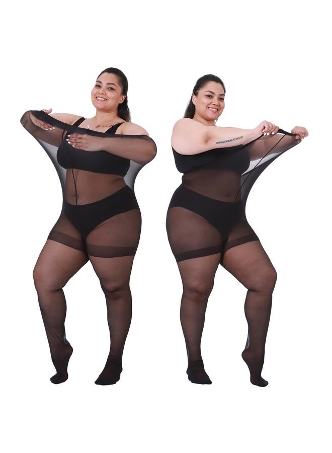 LADYFAN 2 Pack Plus Size Pantyhose for Women – 30D Ultra-Sheer Control Top Tights Reinforced Toe & Waistband, Black, 7X-Large-8X-Large - Image 1