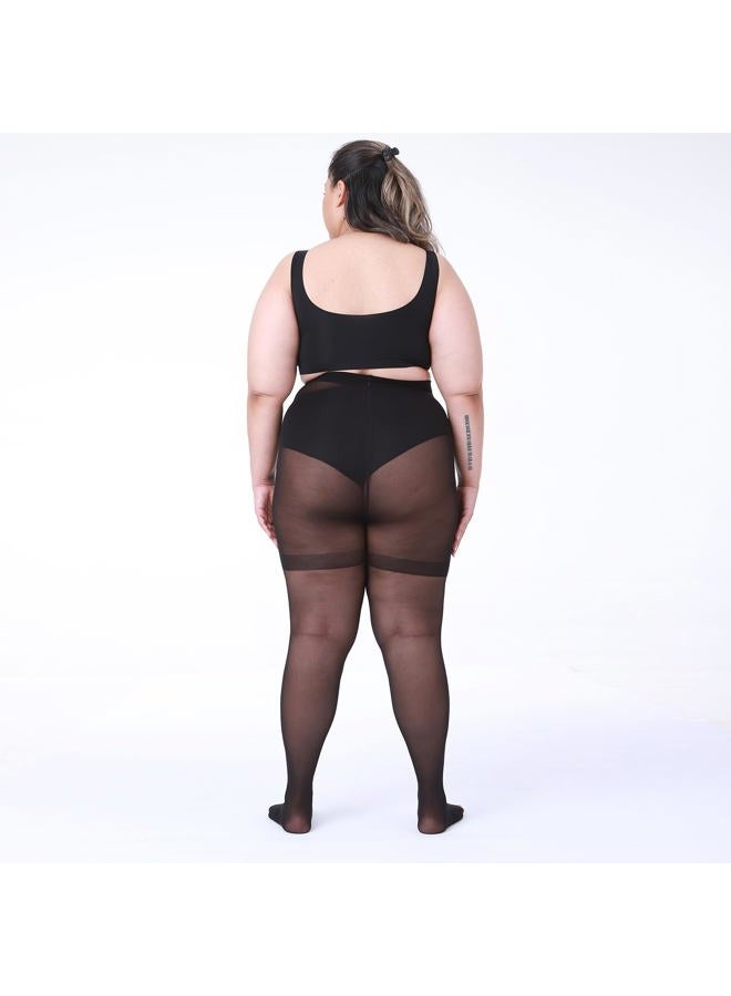 LADYFAN 2 Pack Plus Size Pantyhose for Women – 30D Ultra-Sheer Control Top Tights Reinforced Toe & Waistband, Black, 7X-Large-8X-Large - Image 5
