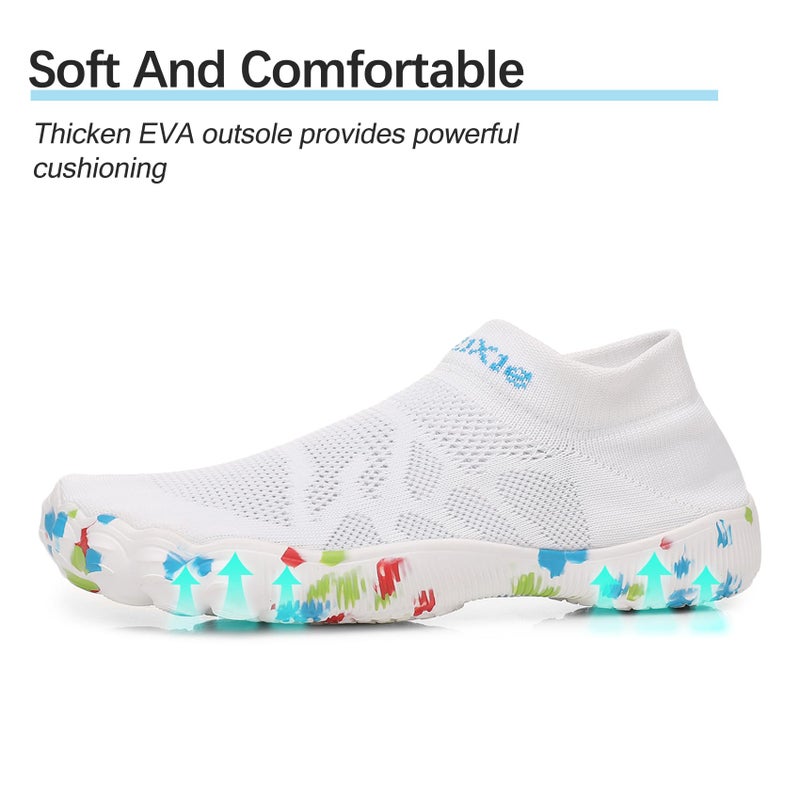 TRAILBLITZ Water Shoes for Women Barefoot Athletic Workout Gym Footwear Beach Swim Sneakers Quick Drying Boat Shoes for Water Sport Diving Sailing Fishing Travel (8 Women, White) - Image 3