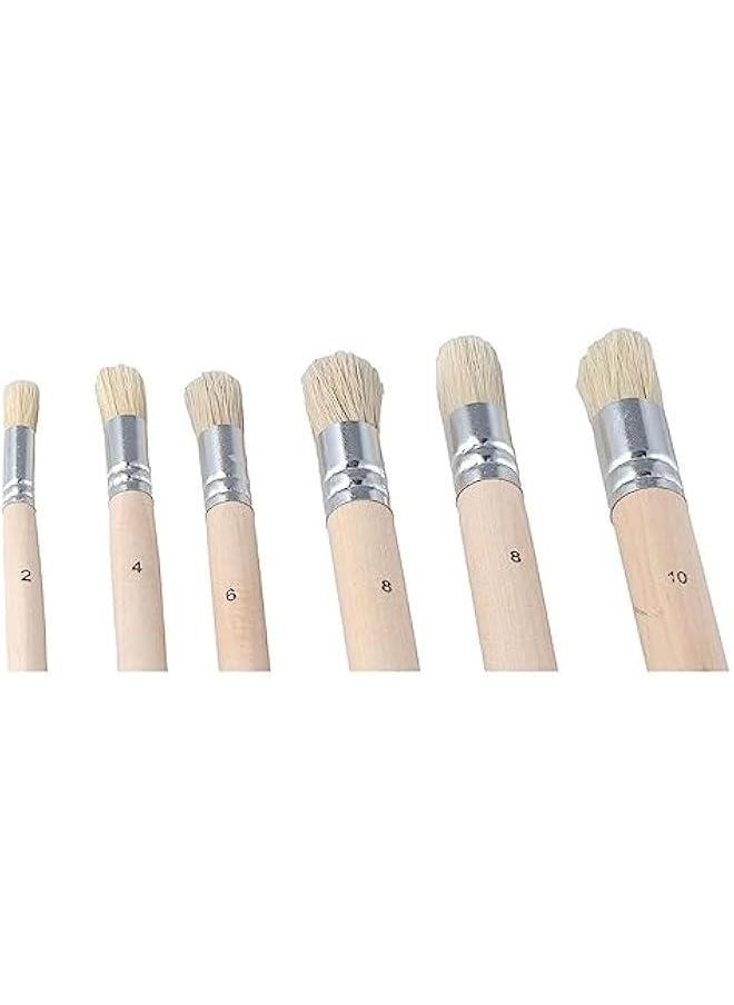 Generic 6 Pcs 6 Sizes Wooden Stencil Brushes for Acrylic Oil Watercolor Art Painting Stencil Project DIY Crafts,Pure Natural Bristle Template Paint Brushes Painting Bristle Brushes  - Image 3