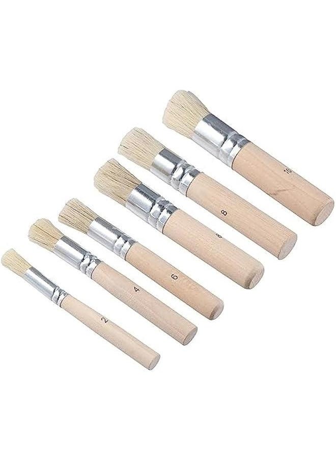 Generic 6 Pcs 6 Sizes Wooden Stencil Brushes for Acrylic Oil Watercolor Art Painting Stencil Project DIY Crafts,Pure Natural Bristle Template Paint Brushes Painting Bristle Brushes  - Image 1