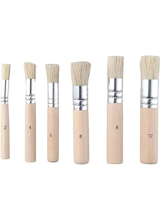 Generic 6 Pcs 6 Sizes Wooden Stencil Brushes for Acrylic Oil Watercolor Art Painting Stencil Project DIY Crafts,Pure Natural Bristle Template Paint Brushes Painting Bristle Brushes  - Image 2