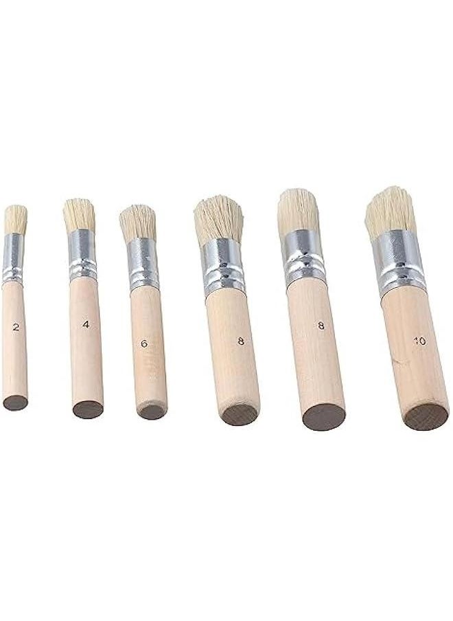 Generic 6 Pcs 6 Sizes Wooden Stencil Brushes for Acrylic Oil Watercolor Art Painting Stencil Project DIY Crafts,Pure Natural Bristle Template Paint Brushes Painting Bristle Brushes  - Image 4