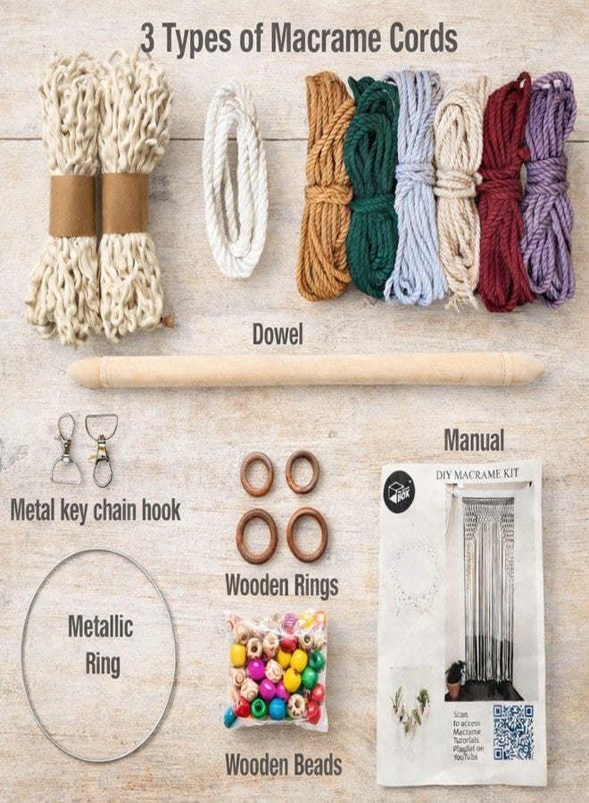The Brown Box® Macrame Kit for Beginners & Kids – DIY Macrame Wall Hanging, Plant Hanger & Dream Catcher Making Kit with Cotton Cords, Wooden & Metal Rings | Boho Home Decor Craft Kit | Gift for Women - Image 2