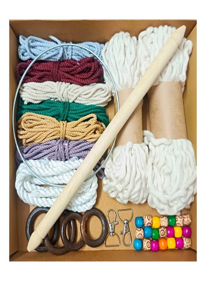 The Brown Box® Macrame Kit for Beginners & Kids – DIY Macrame Wall Hanging, Plant Hanger & Dream Catcher Making Kit with Cotton Cords, Wooden & Metal Rings | Boho Home Decor Craft Kit | Gift for Women - Image 1